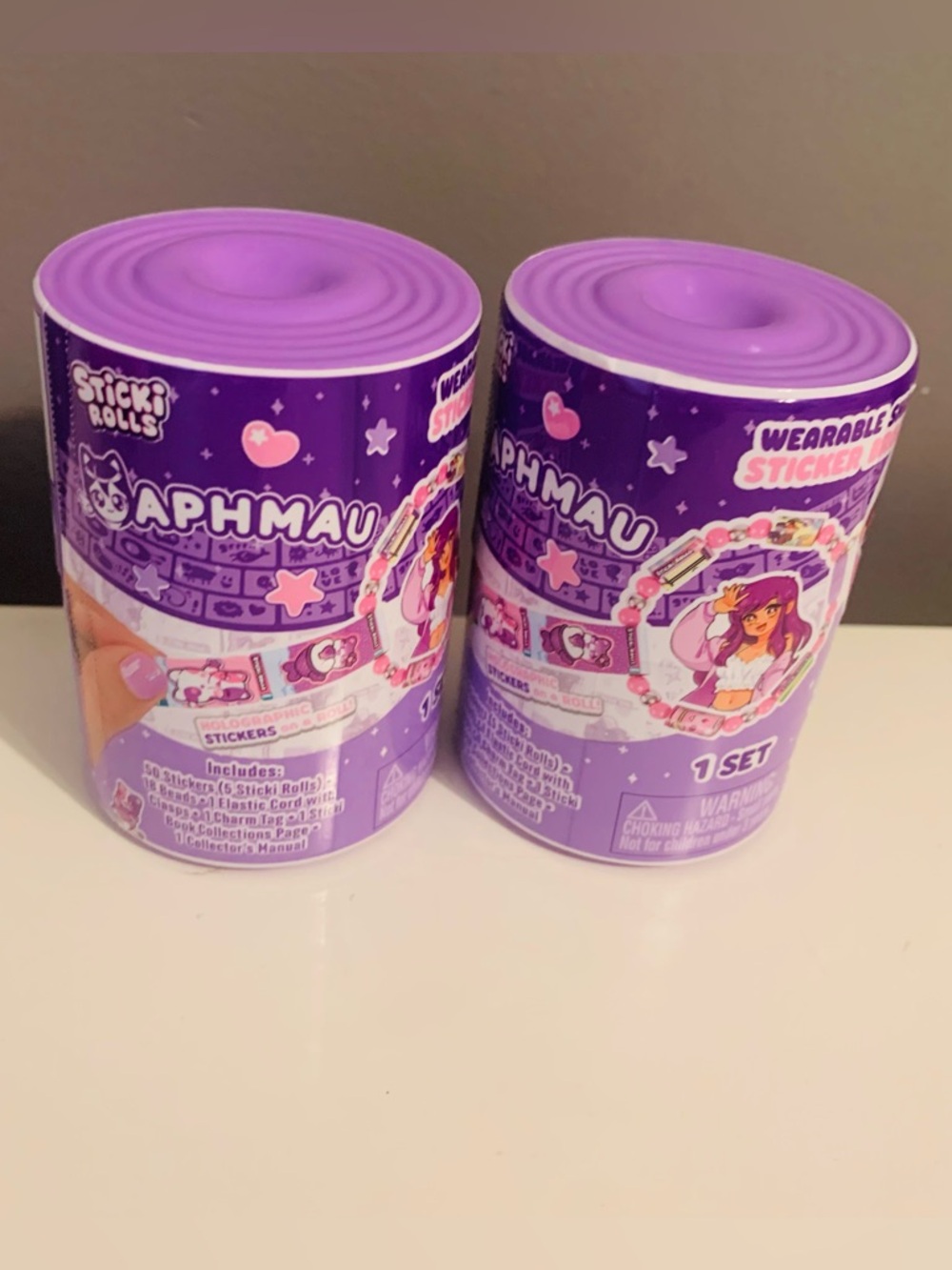 Lot x2 STICKI ROLLS X APHMAU Capsules Stickers Beads Build Your Own Bracelet NEW